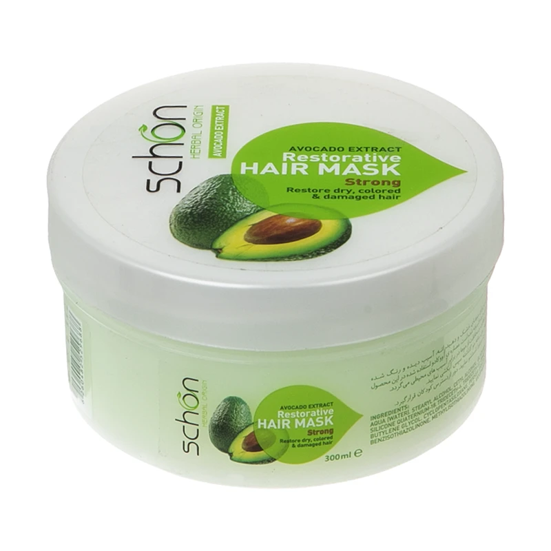 ماسک مو آبرسان قوی شون مدل Avocado حجم 300 میلی‌لیتر مناسب موهای خشک، آسیب‌دیده، دهیدراته و رنگ شده حاوی عصاره آووکادو